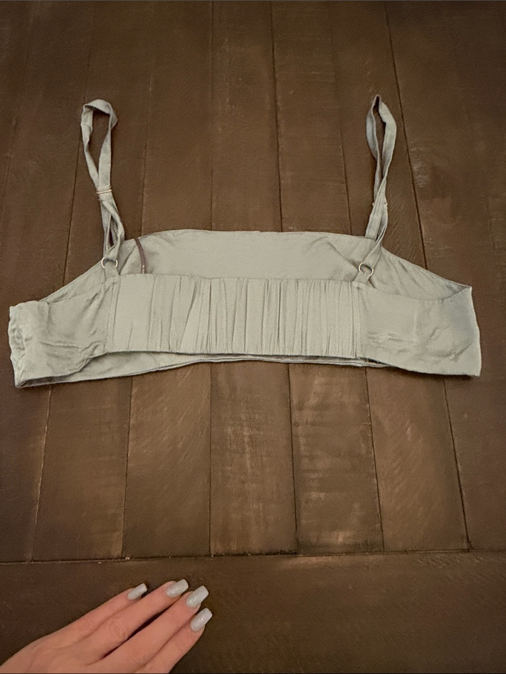 Anthropologie Sage Green Pleated Bralette - Picture 3 of 7